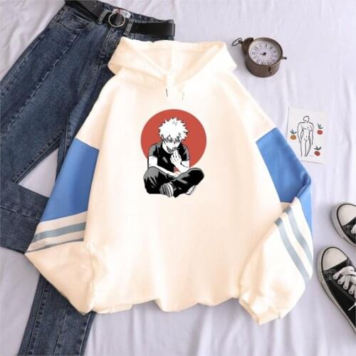 Anime My Hero Academia Bakugou Printed Streetwear Men 's Splicing Hoodies Men/Women Cartoon Tops Casual Winter Oversized Hoodies