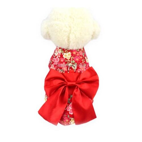 60 sets/lot Pet Vest Harness Kimono Japanese Style Cherry blossoms Breathable Bring Leash Set Butterfly Bow Dog Apparel Outfit