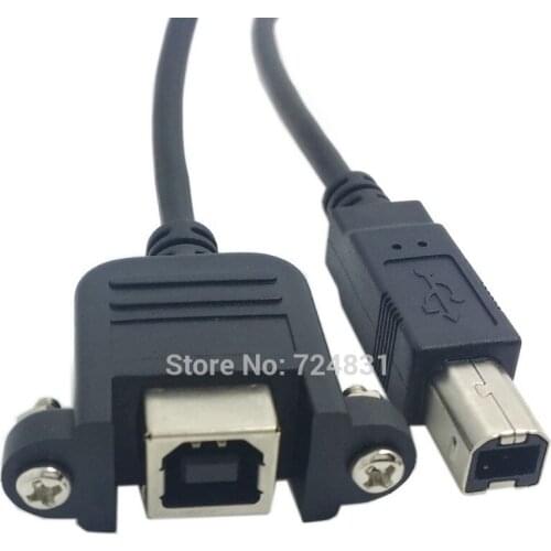 Xiwai USB 2.0 B Type Male to Female Printer Scanner Hard Disk Extension Cable with Screws for Panel Mount 50cm