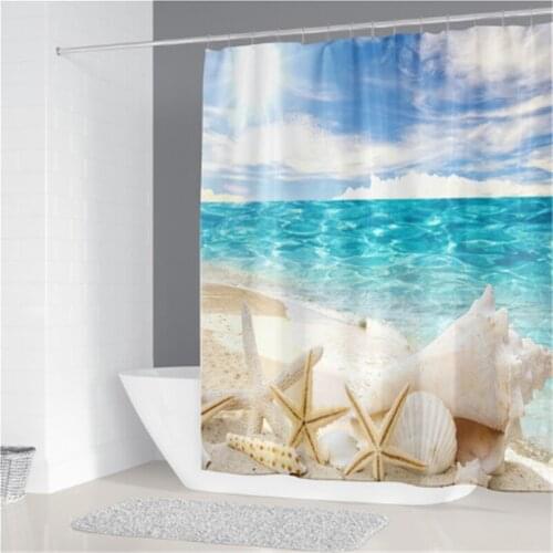 Beautiful Seaside Beach Scene Patterns Shower Curtains Waterproof Polyester Fabric Bathroom Curtains For Home Decor