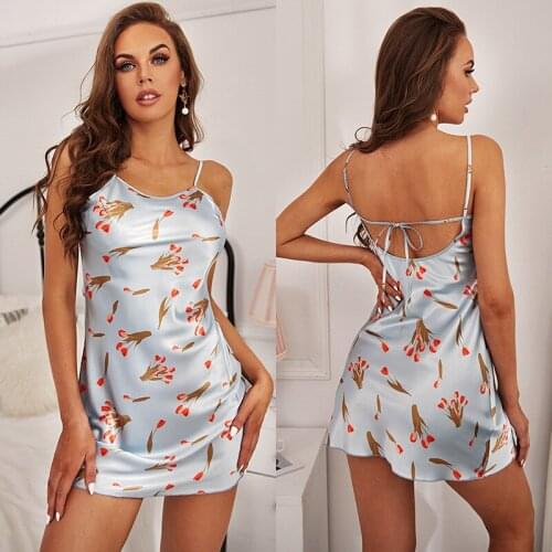 Female Satin Nightgown Lady Sexy Strap Night Dress Nighties Womens nightdress Sleepwear Nightwear Sleeveless Nightwear