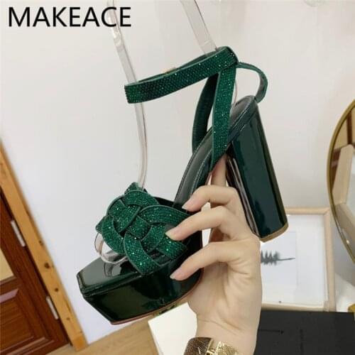 Woman Platform Sandals Women Fashion Chunky Super High Heels Print Shoes Female Peep Toe Summer Wedding Party Shoes Ladies 2021