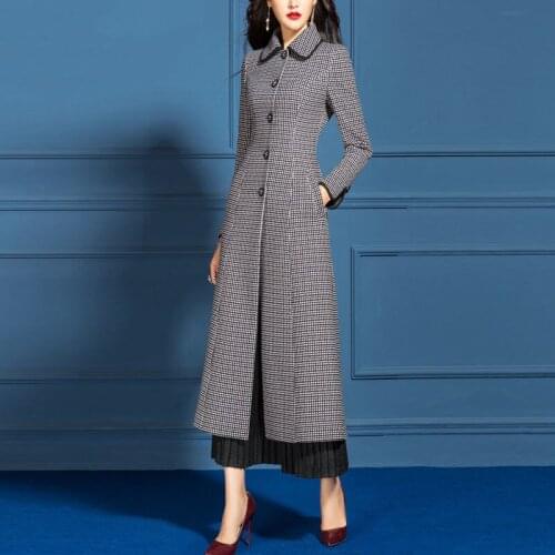 Women Coat Black White Plaid Long Ladies Trench Coat Plus Size Fashion Autumn Thicken Slim Lapel Outerwear Women Windbreakers