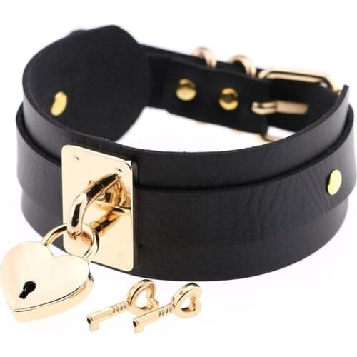 Gold Silver Metal Heart Choker Necklace Leather Collar Goth Maxi Harness Necklaces Women 2021 Black Gothic Chocker Punk Jewelry