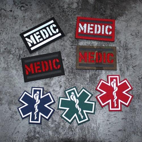 MEDIC Skull Snake Stick Medical Patch IR Chapter Nylon Reflective Velcro Rescue PVC Military Life Star Combat Badge