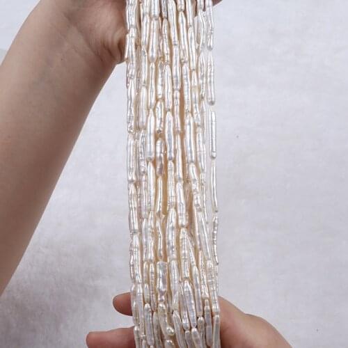 Small Size Straight Drilled Toothpick Shape Biwa Pearl Strand For Decoration