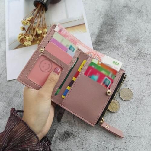 1Pcs Women PU Leather Wallet Flower Print Cash Pocket Photo Clutch Short Purse New