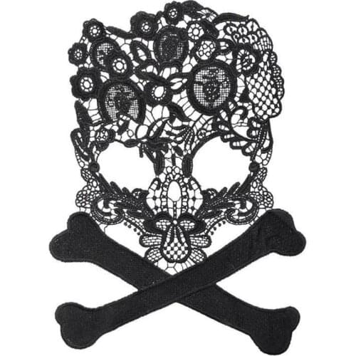 High Quality 1 Piece Milk Fiber Material Skull Lace Appliques Lace Neckline Applique Diy Craft Sewing Accessories Scrapbooking