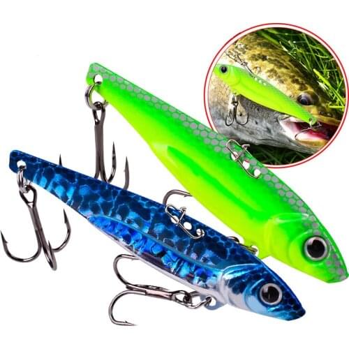 1pc Metal VIB Lure 3D Eyes 7g/12g/17g Spinner Fishing Lure Sinking Vibration Hard Bait Pike Perch Fishing Tackle Treble Hook