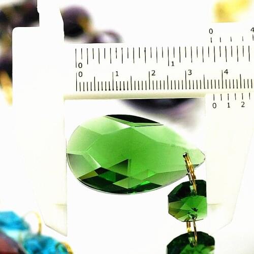 12pcs/lot (105MM) Green Crystal Glass chandelier Pendants ( 38mm Crystal Glass angel tear with 3pcs 14mm octagon Beads)