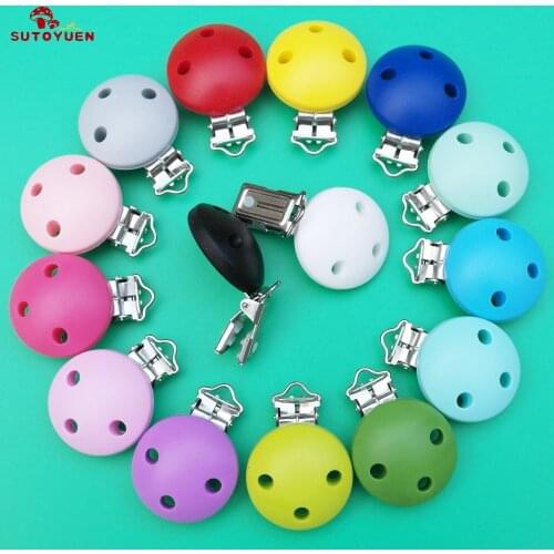 15PCS BPA Free DIY Round Baby Silicone Pacifier Clip Chain Dummy Teether Clips Soother Nursing Toy Accessory Holder Clips
