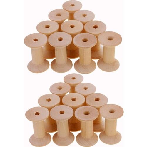 20 Pieces Wood Empty Sewing Bobbins Spools Sewing Thread Ribbon Holder 47mmx31mm