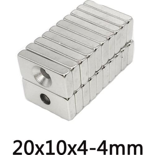 30/50/100PCS 20x10x4-4Strong Quadrate Neodymium Magnet Hole 4mm NdFeB Magnetic 20x10x4-4mm Block Rare Earth Magnets 20*10*4-4 mm