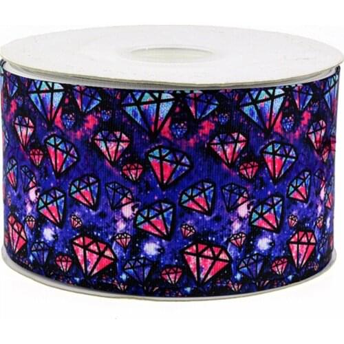 6mm-75mm Diamond Patterns Printed Grosgrain Ribbon/Foe Fashion Patterns DIY Party Home Decor Webbings 50yards MD171012-75-9224