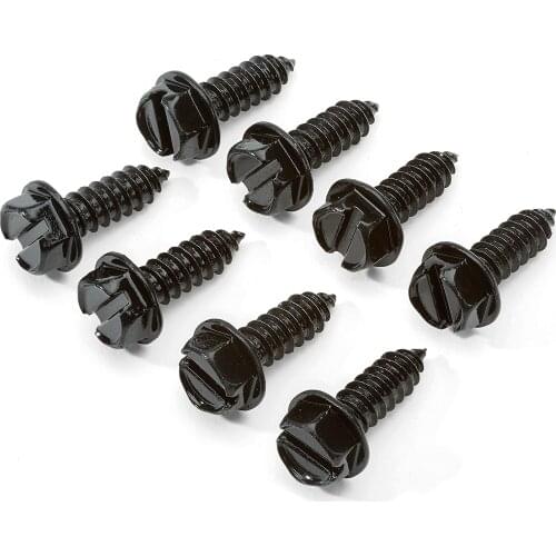 8PCS Screws for Securing License Plates Screw Hex Washer Head For Self Tapping Bolt License Plate Screws Black For Cars Trucks