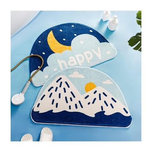 Bathroom Water Absorption Carpet Non - Slip Half - Circle Cartoon Lovely Thickening Quick Dry Mat