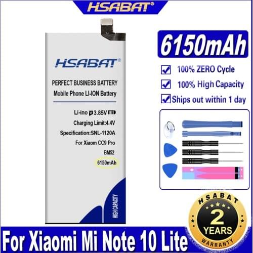HSABAT BM52 5650mAh Battery for Xiaom CC9 Pro, M1910F4E, M1910F4G,Mi CC9e Pro,Mi Note 10 Pro Batteries