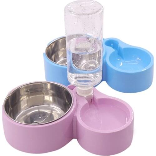 Dual-Use Pet Feeder Bowls Large Capacity Food Bucket and Water Bottle Dispenser Detachable Cat Dog Automatic Drinking Fountain