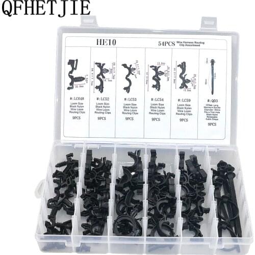 QFHETJIE Car Universal Fasteners Nylon Round Fixed Wire Harness Tube Clamps Car Fittings