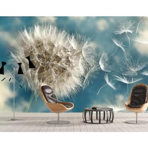Pale blue pure dandelion Nordic simple background wall