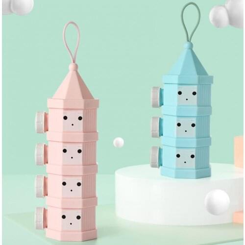 Large Capacity Portable Baby Cartoon Milk Powder Box Multi-layer Newborn Snack Cup for Home Use Toddler Daily Supplies