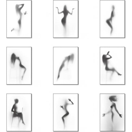 Characters Black and White Light and Shadow Modern Style Canvas Painting Abstract Human Body Artist Bedroom Decoration