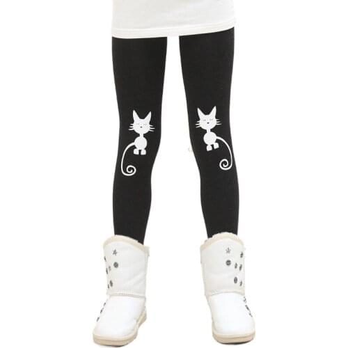 Cuhk Childrens Pants Girls Leggings Autumn Winter Add Wool with Thick Cotton Girls Pants 3-10 Ages Black Color Free Shipping