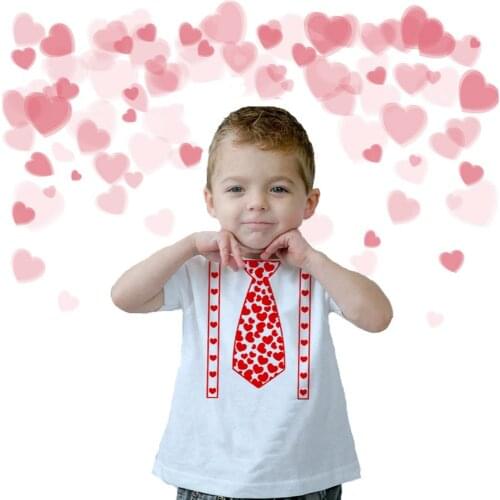 Valentine Heart Bow Tie Gentleman Tee Shirts Funny Kids Tshirt Toddler Boy Valentines Day T Shirt Child Street Fashion T-shirt