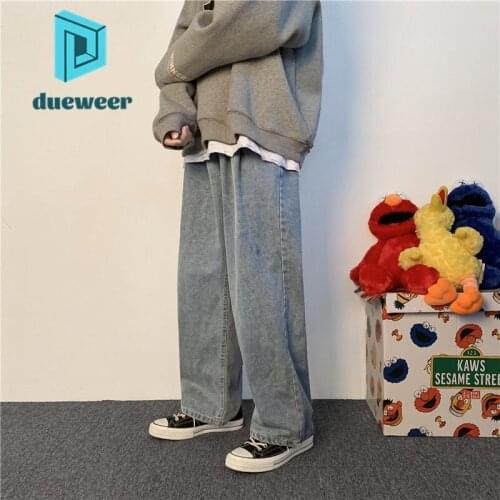 DUEWEER Mens Jeans Spring Autumn Loose Casual Trousers Streetwear Men Student Baggy Plus Size Straight Wide Leg Denim Pants