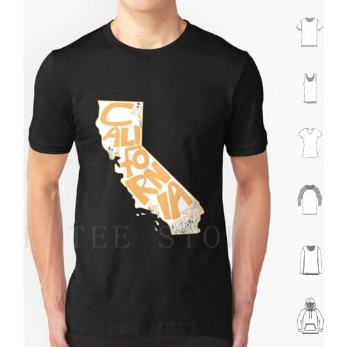 California T Shirt Print Cotton Cali Poppy Flower California Usa States Orange State