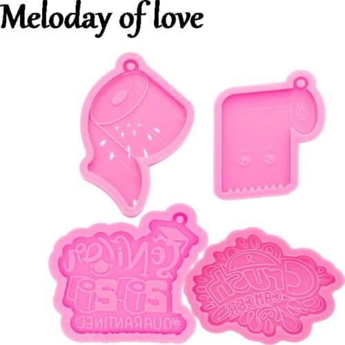 Glossy Toilet Paper Keychain Epoxy Resin Door Opener Quarantine Molds Jewelry Making Custom Silicone Mould DY0511