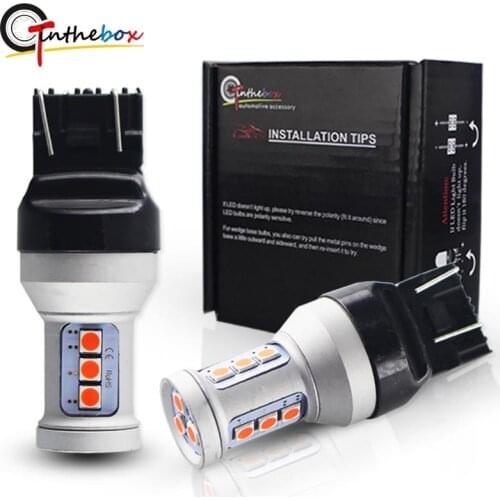 Gtinthebox (2) 7443 led Strobe/Flashing Featured Red 12-SMD 1157 LED 3157 P21/4W LED Replacement Bulbs For Brake/Tail Lights 12V