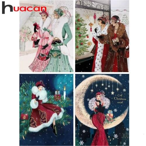 Huacan Diamond Painting Beauty Decoration Home Embroidery Full Display Lady Picture Of Rhinestones Mosaic Girl Diamond Art