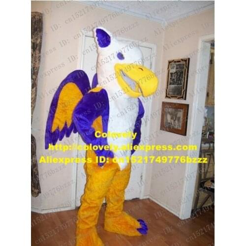 Cool Yellow Blue Griffin Mascot Costume Mascotte Griffon Gryphon Adult With Big Yellow Mouth White Head Belly No.1638 Free Ship
