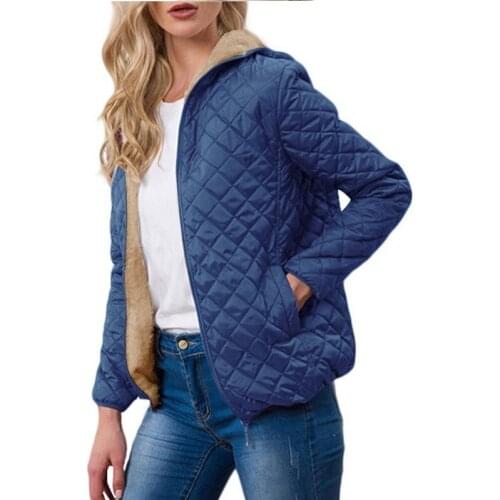 Autumn Parkas Basic Jackets Female Women Winter Plus Velvet Lamb Hooded Coats Cotton Winter Jacket Womens Outwear Coat