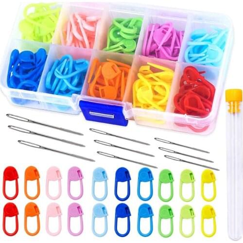 LMDZ Stitch Ring Markers Locking Counter Crochet Clips Colorful Knitting Marker Painted Pin Stitch Needle Clip Knitting Kit