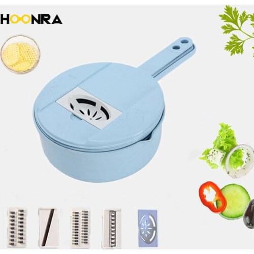 HOONRA Multifunctional Vegetable Slicer Cutter Mandoline Slicer Potato Carrot Grater Manual Vegetable Chopper Shredder 4 Badles