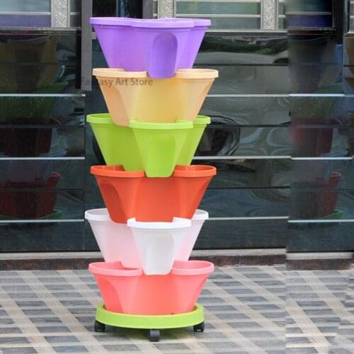 Multi-layer Stacked Cultivation Pots, Removable Vegetable, Fruit and Strawberry Cultivation Pots-1 Tray and 5 Flower Pots