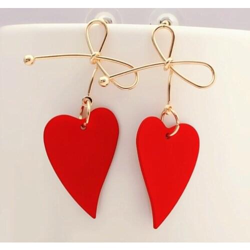 Fashion Gold Color Heart Geometric Drop Earring for Women Brincos Vintage Red Green Yellow Earring 2020 Irregular Korean Jewelry