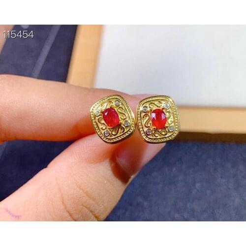 New Arrival Real and Natural Ruby Earring 925 sterling silver Fine jewelry For men women Earring