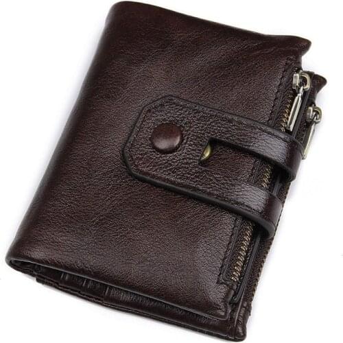 New Style Men Short Wallet Genuine Cow Leather Hasp Zipper Wallet For Man Document Holder Credit Card Holder Male Coin Purse