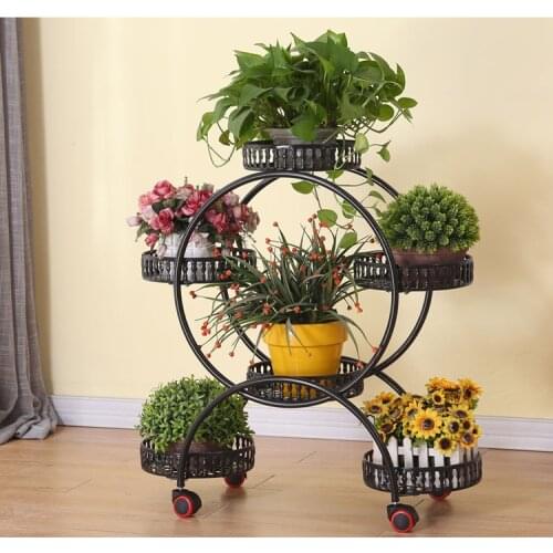Portable Flower Stands With Wheels Metal Plant Holder Flower Pot Trays Large Storage Rack For Home Living Room Garden Decor