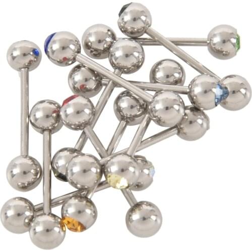 Kili 12 x Crystal Tongue Nipple Bar Ring Barbell Piercing