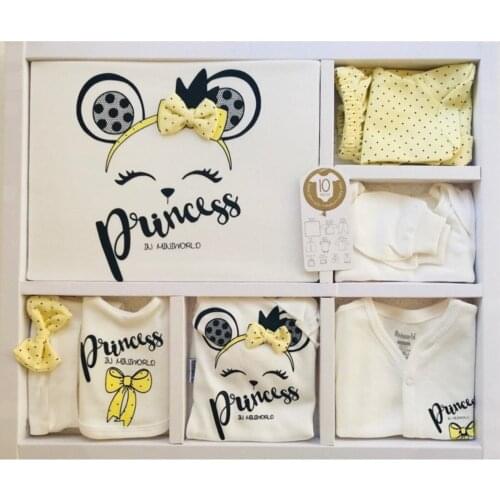 Authentic Baby Girl Yellow Bow Princess Hospital Output 10 Piece Set
