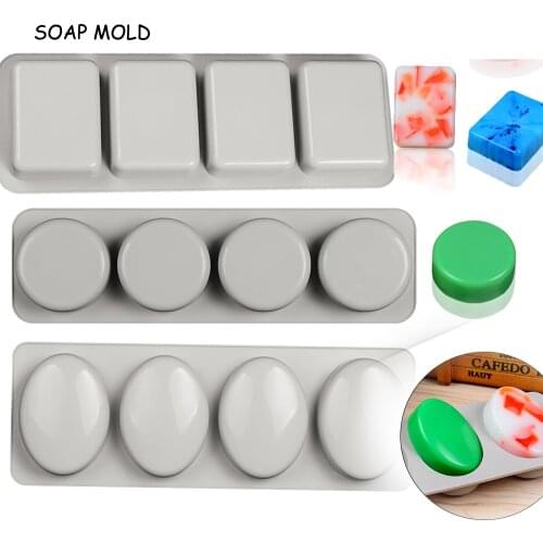DIY Silicone Soap Mold Oval Round Square Handmade Soap Making Forms 3D Mould Soaps Molds Fun Gifts Chocolate Candle Moulds 1pc