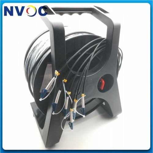 SM,6C,G657A1,LSZH Jacket, Armored Black Cable,Dia:4.8mm,LC/UPC-LC/UPC Fiber Optic Patch cord,100M (0.5M from plug to connector)