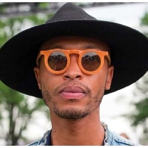 Retro Men Steampunk Sunglasses Women Vintage Small Round Sunglasses Ladies Eyewear Candy Frame Sunglases Female Orange Shades