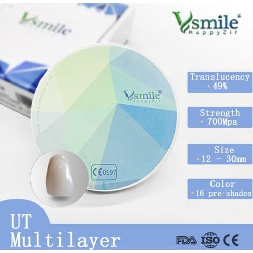 Vsmile UT Ultra Translucency Dental Zirconia Blocks for CADCAM System for Dental Technician Dental Laboratory