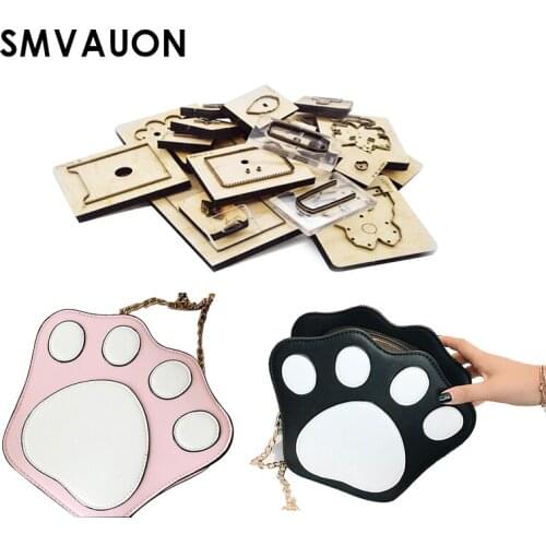 SMVAUON Wooden Dies Cutting Diy Fashion Leather Cute Cat Paw Bag Messenger Bag Suitable For Die Cutting Machine Leather Tools