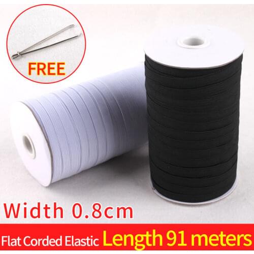 Top Hunter White 91-meters Length 0.8 centimeter Width Braided Elastic Cord/Elastic Band/Elastic Rope/Bungee/White Heavy Stretch